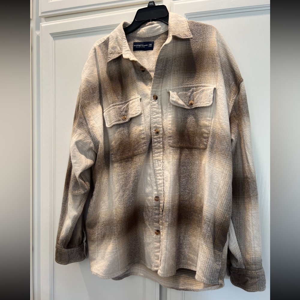 Abercrombie & Fitch Brown and Cream Shirt Jacket
